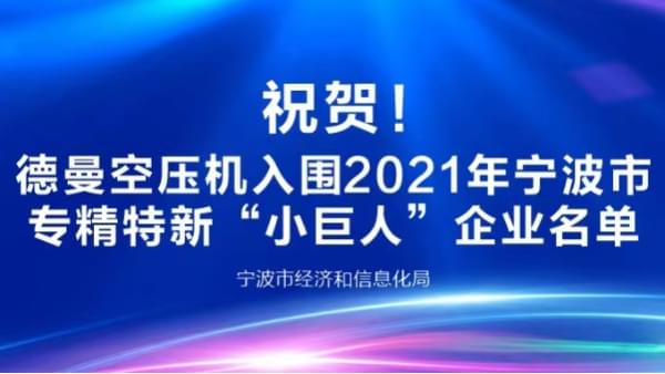 祝賀！德曼登榜2021年寧波專(zhuān)精特新“小巨人”企業(yè)
